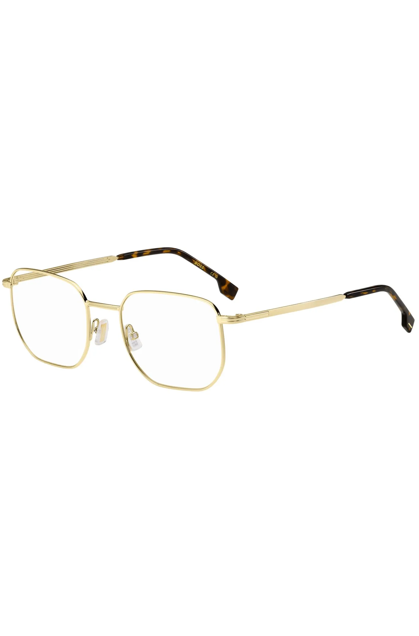 Gold-tone optical frames with Havana end tips