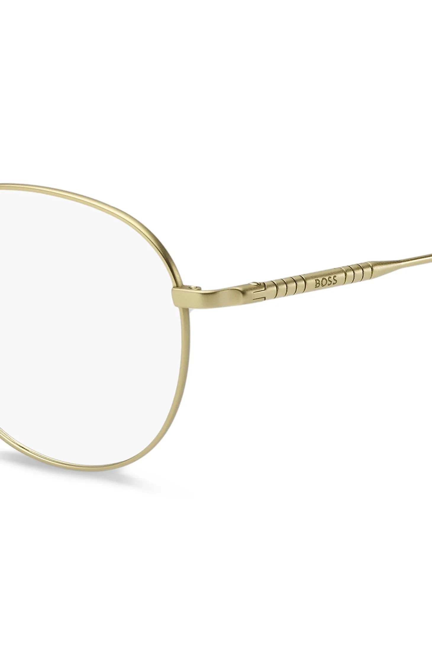 Gold-tone optical frames with tubular temples