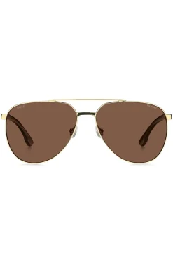 Gold-tone sunglasses with patterned temples