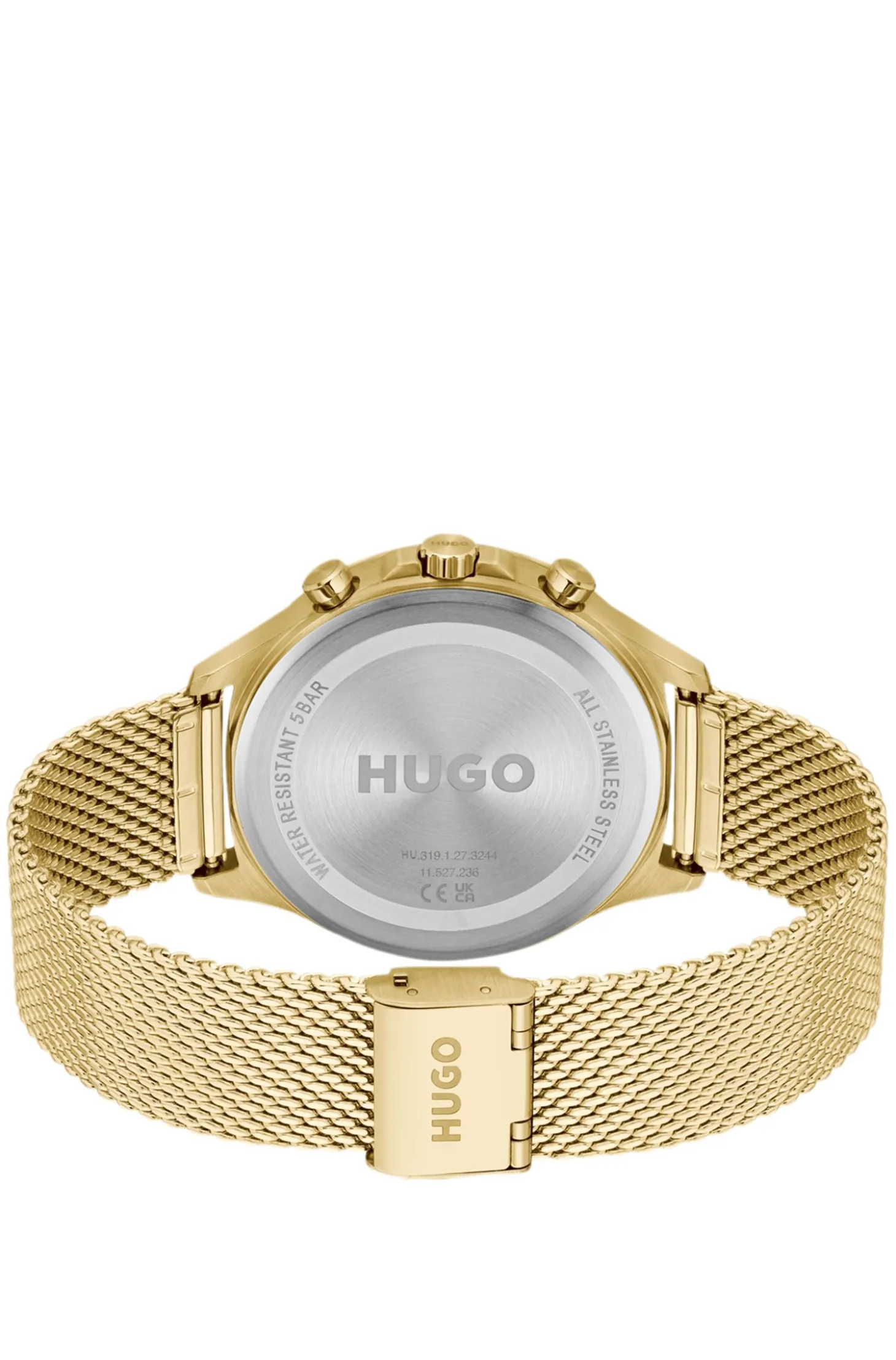 Gold-tone watch with blue dial