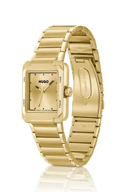 Gold-tone watch with link bracelet
