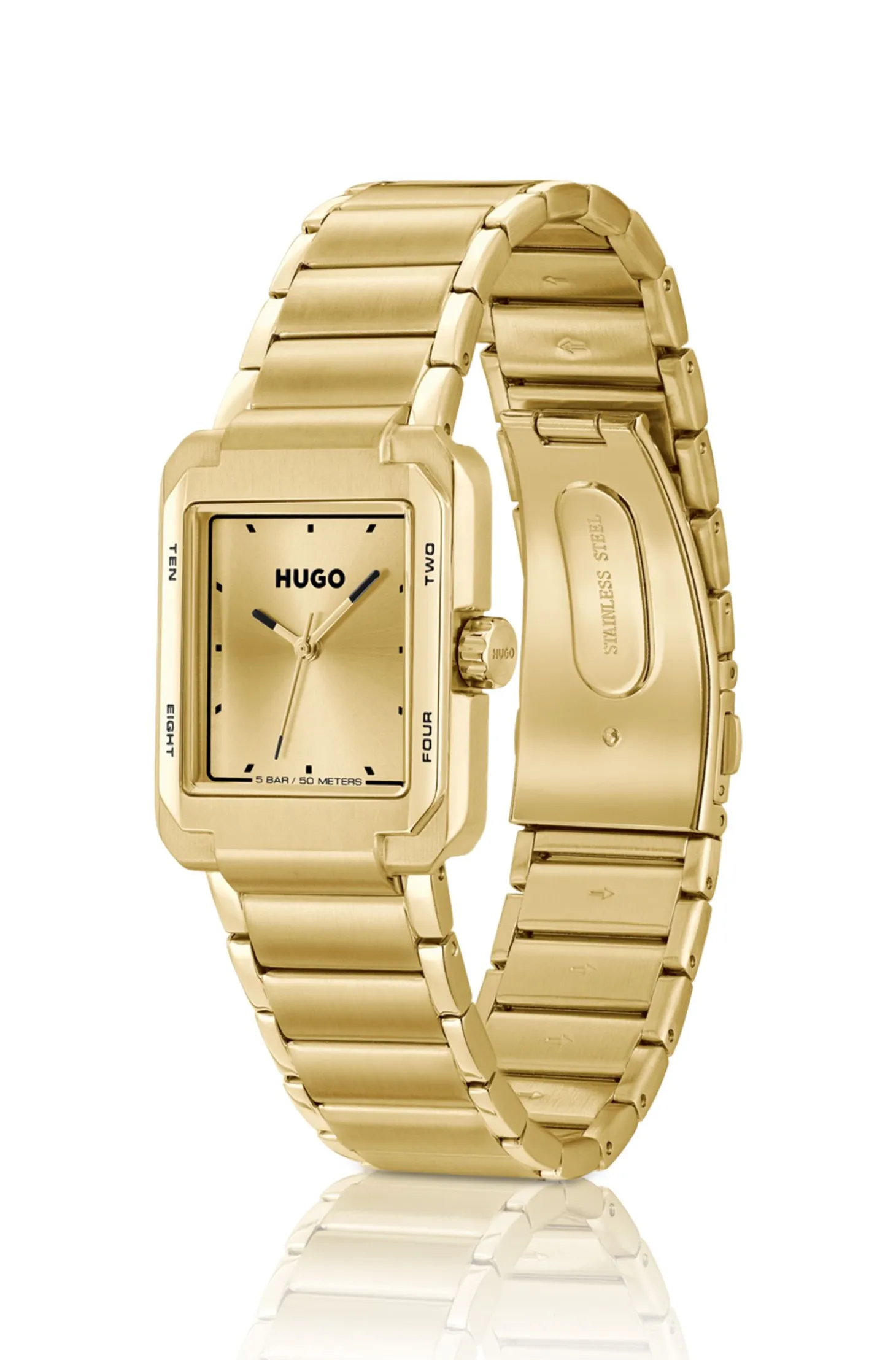 Gold-tone watch with link bracelet