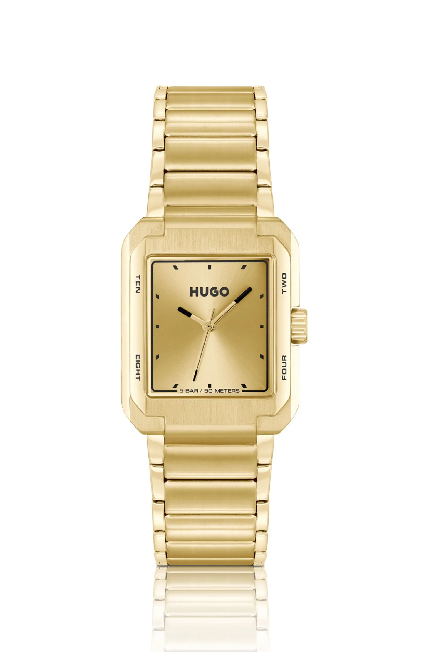 Gold-tone watch with link bracelet