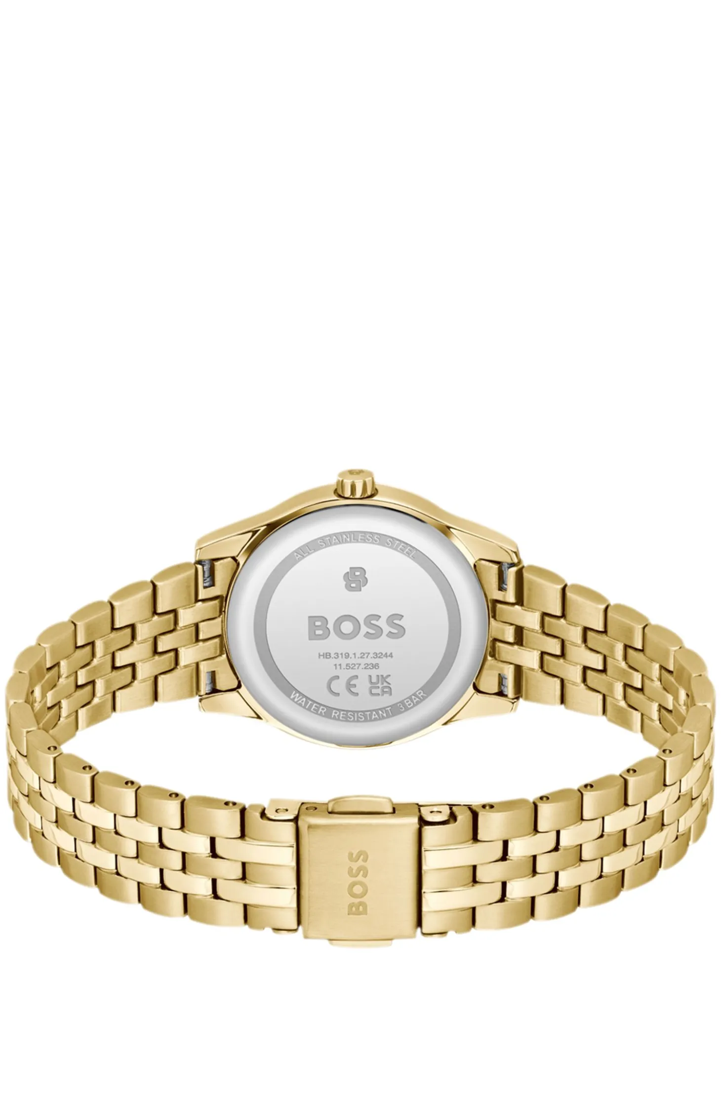Graceful gold-tone watch with sunburst-patterned dial