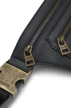 Grained belt bag with antique-gold-effect hardware