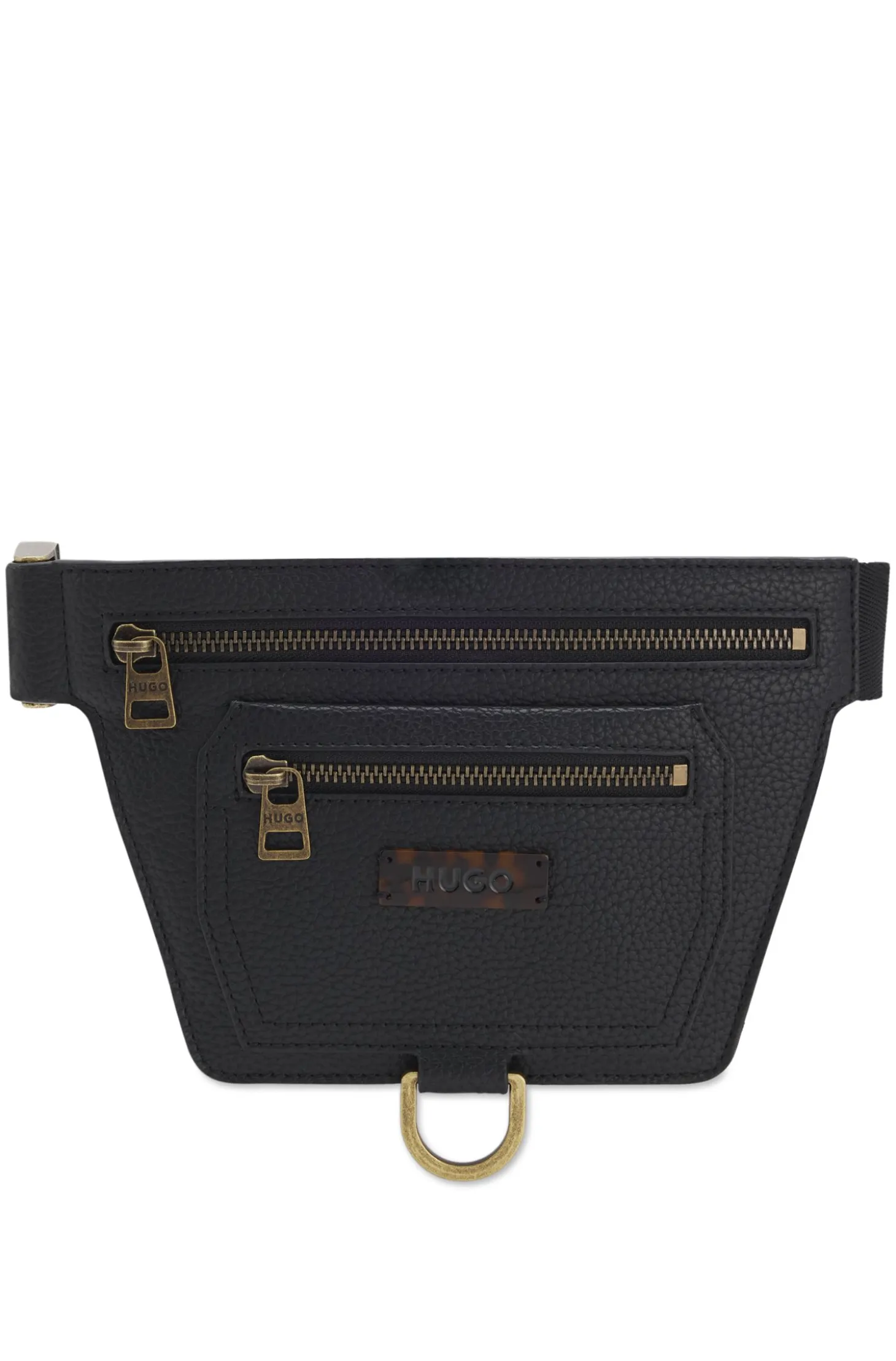 Grained belt bag with antique-gold-effect hardware