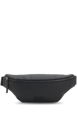 Grained belt bag with logo patch