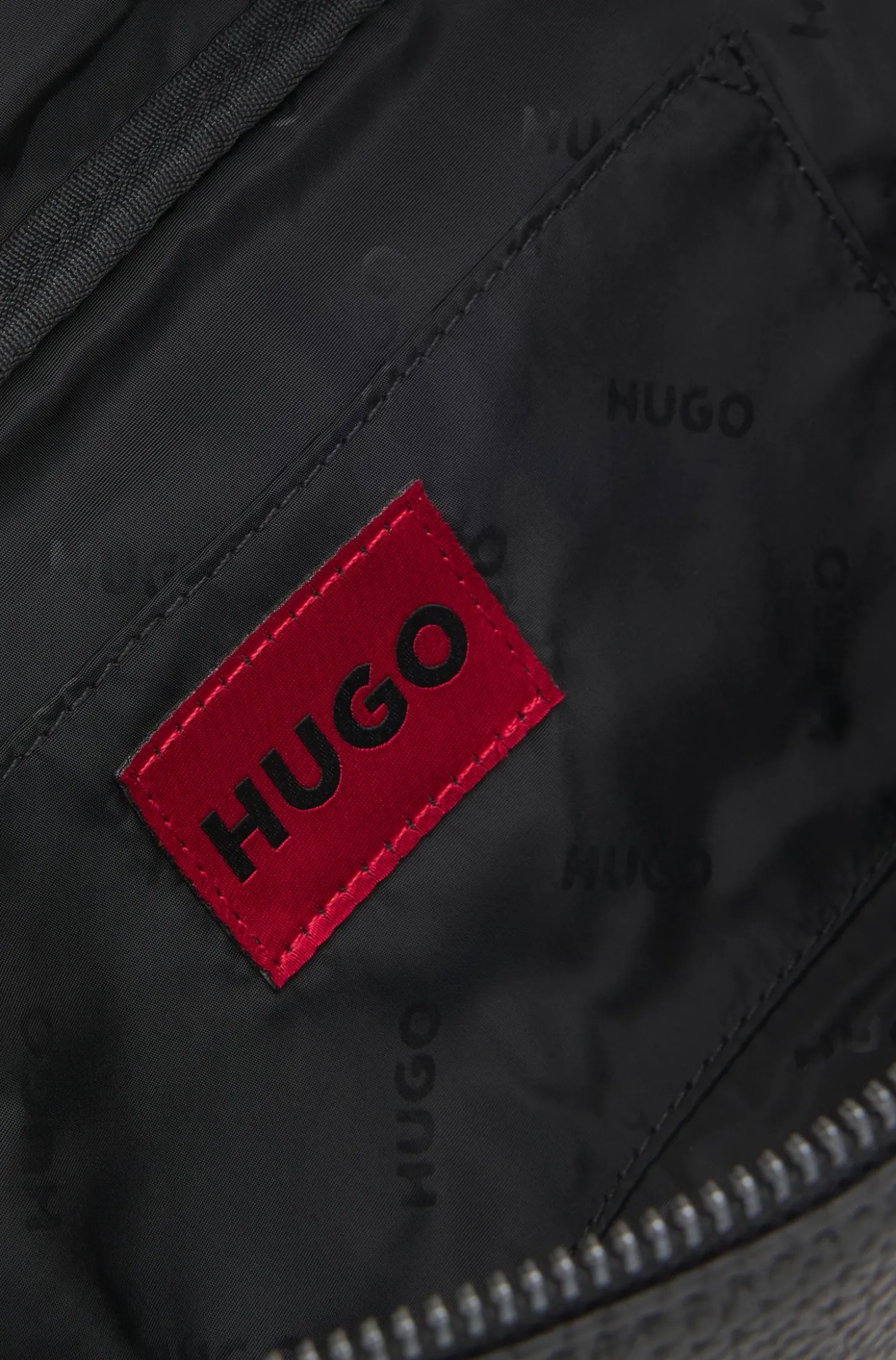Grained belt bag with logo patch