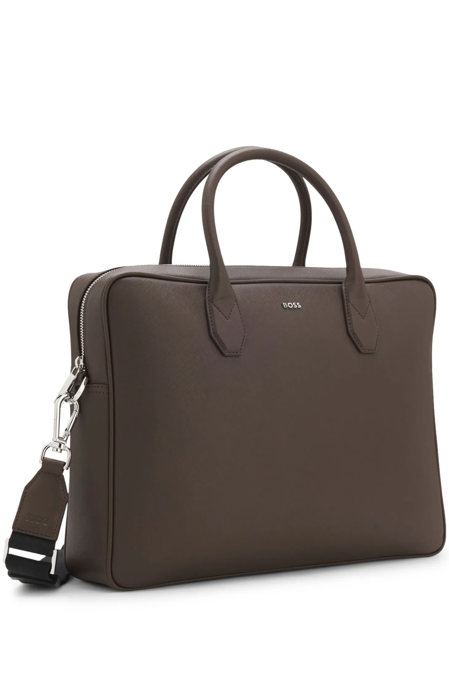 Grained document case with logo lettering