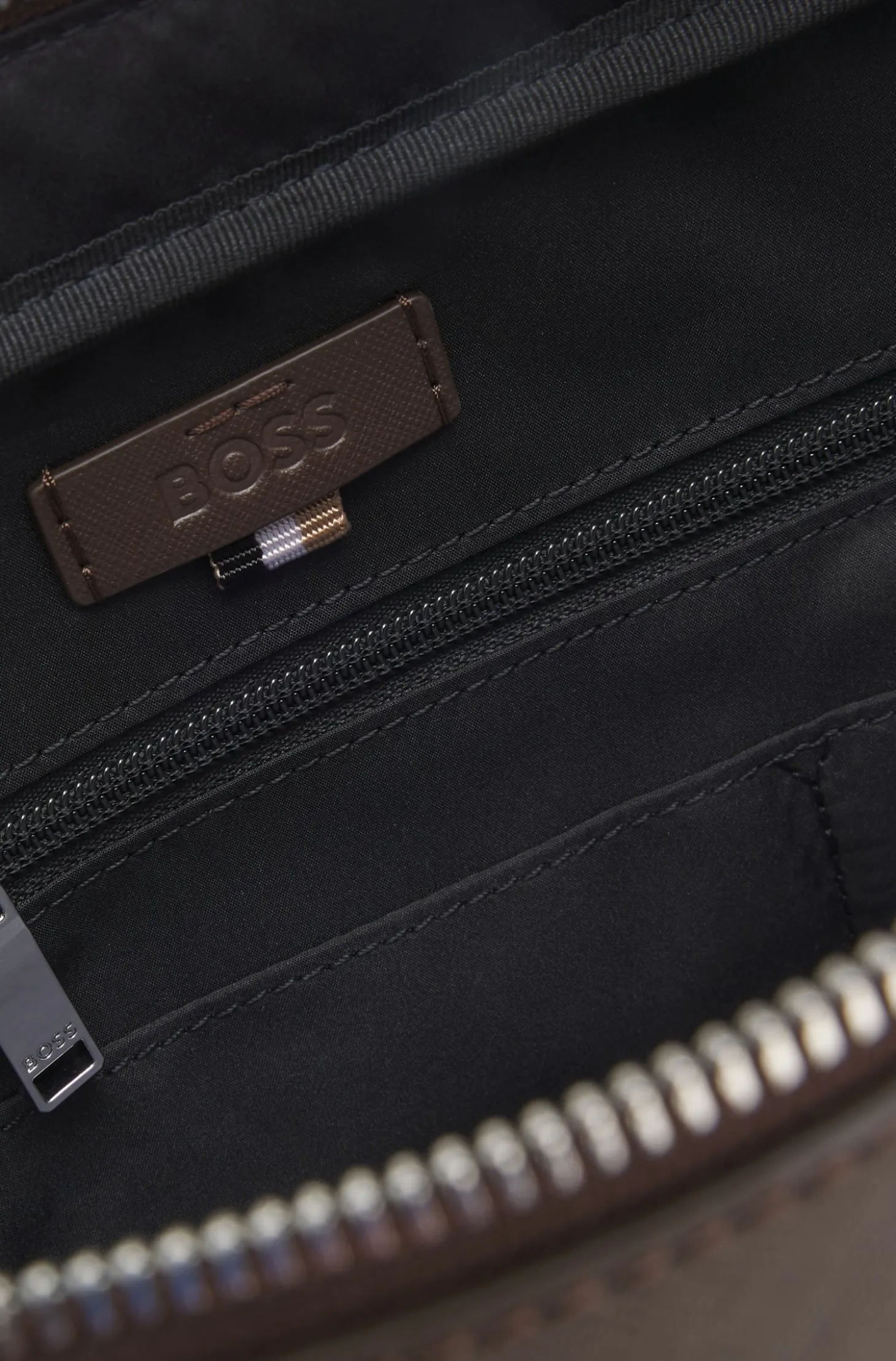 Grained document case with logo lettering