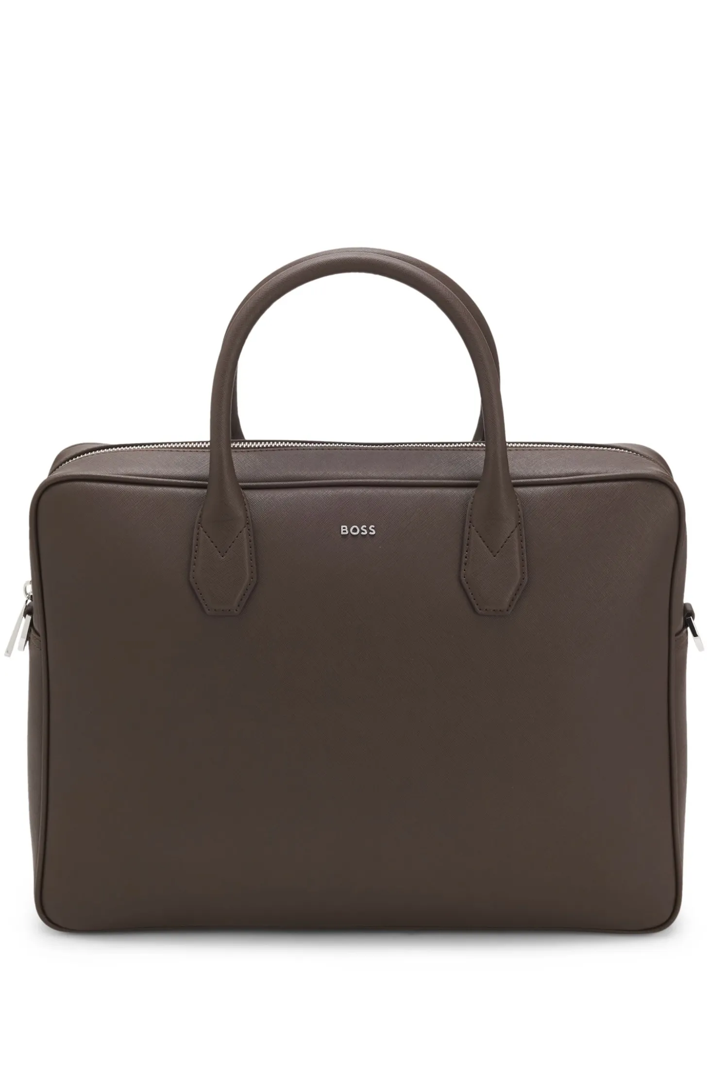 Grained document case with logo lettering