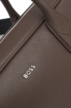 Grained document case with logo lettering