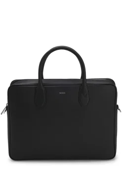 Grained document case with logo lettering
