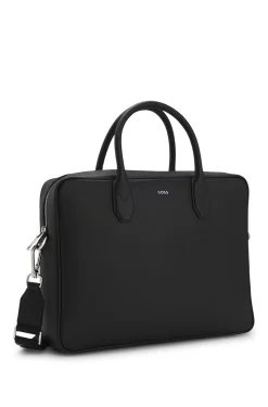 Grained document case with logo lettering