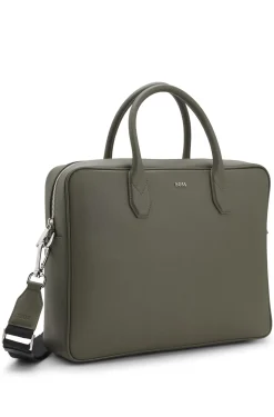 Grained document case with logo lettering