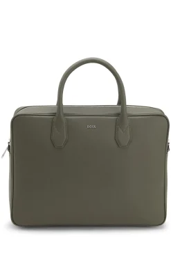 Grained document case with logo lettering