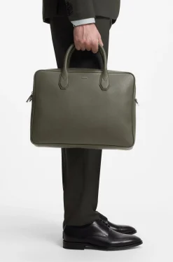 Grained document case with logo lettering
