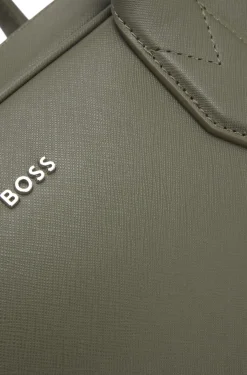 Grained document case with logo lettering