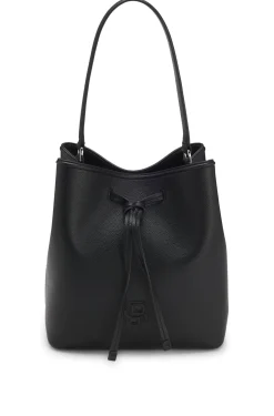 Grained faux-leather bucket bag with Double B monogram