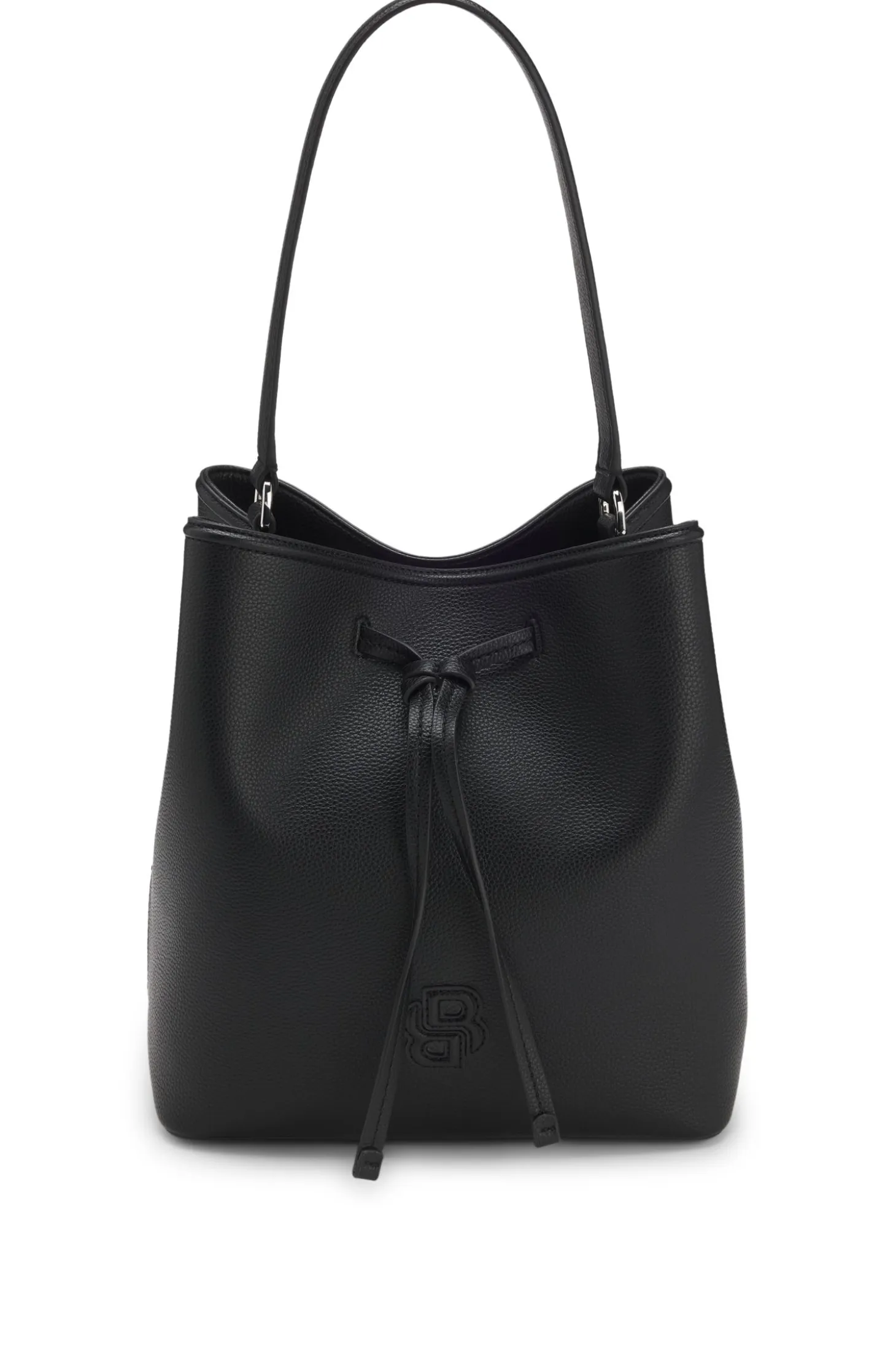 Grained faux-leather bucket bag with Double B monogram
