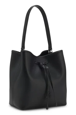 Grained faux-leather bucket bag with Double B monogram