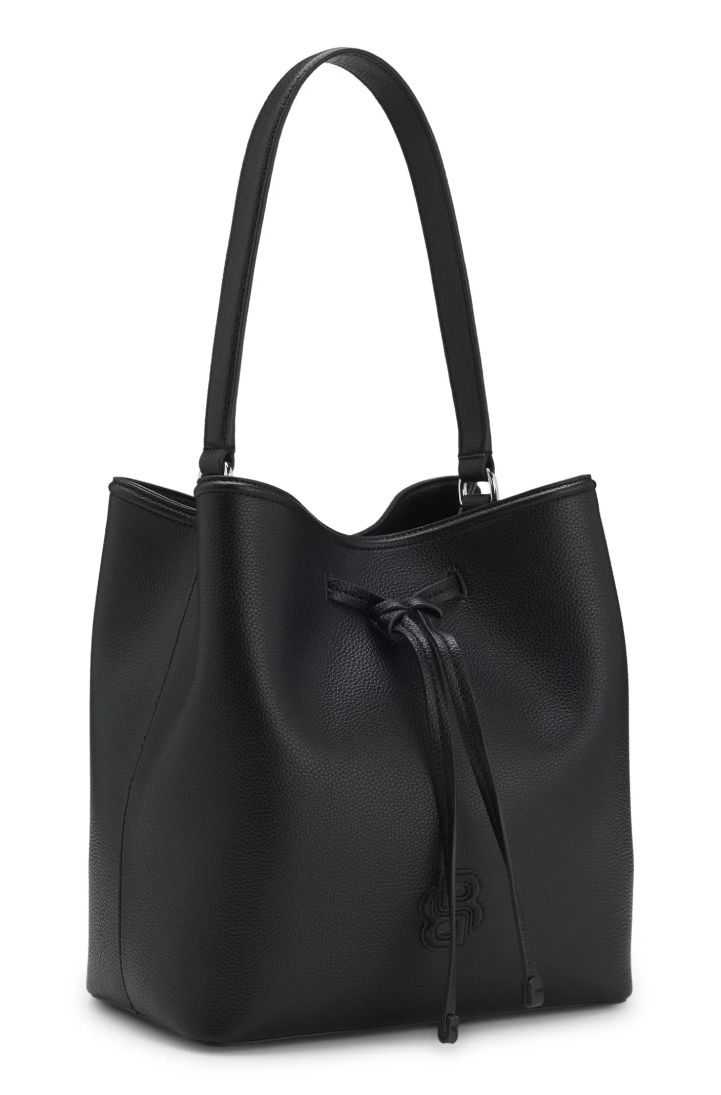 Grained faux-leather bucket bag with Double B monogram