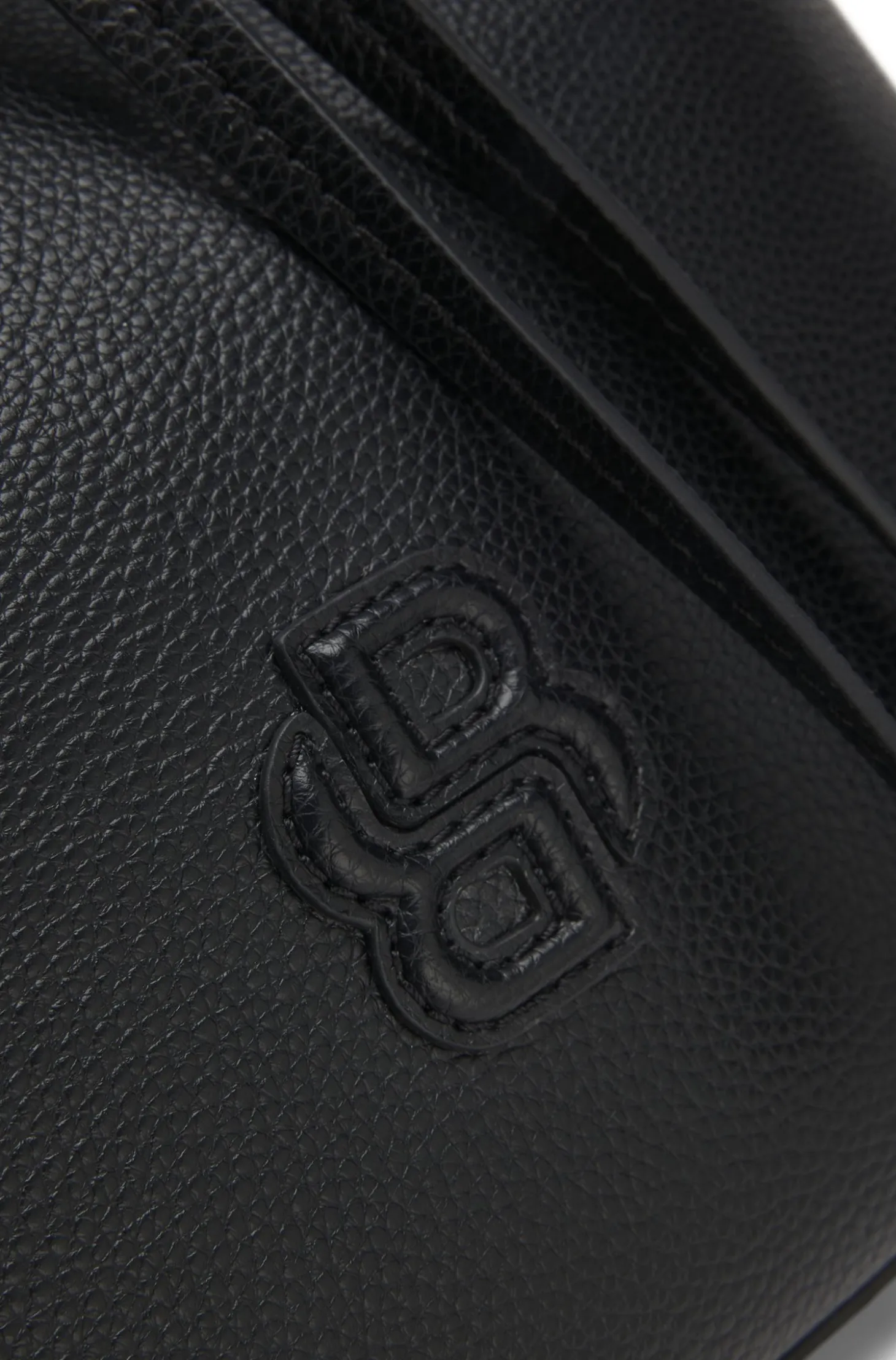 Grained faux-leather bucket bag with Double B monogram