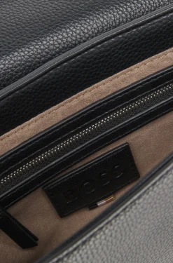 Grained faux-leather crossbody bag with Double B monogram