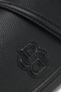 Grained faux-leather crossbody bag with Double B monogram