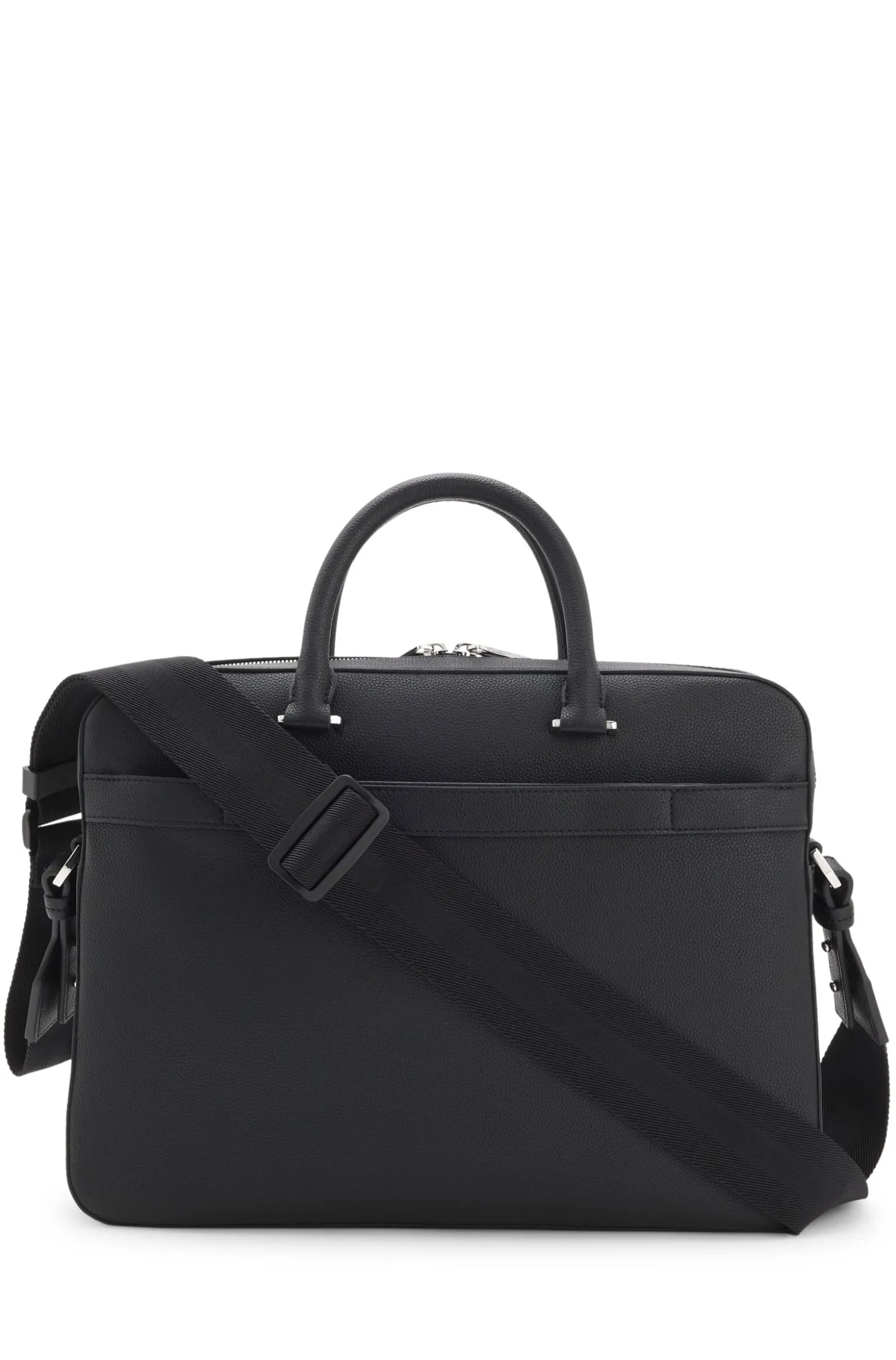 Grained faux-leather document case with signature-stripe trim