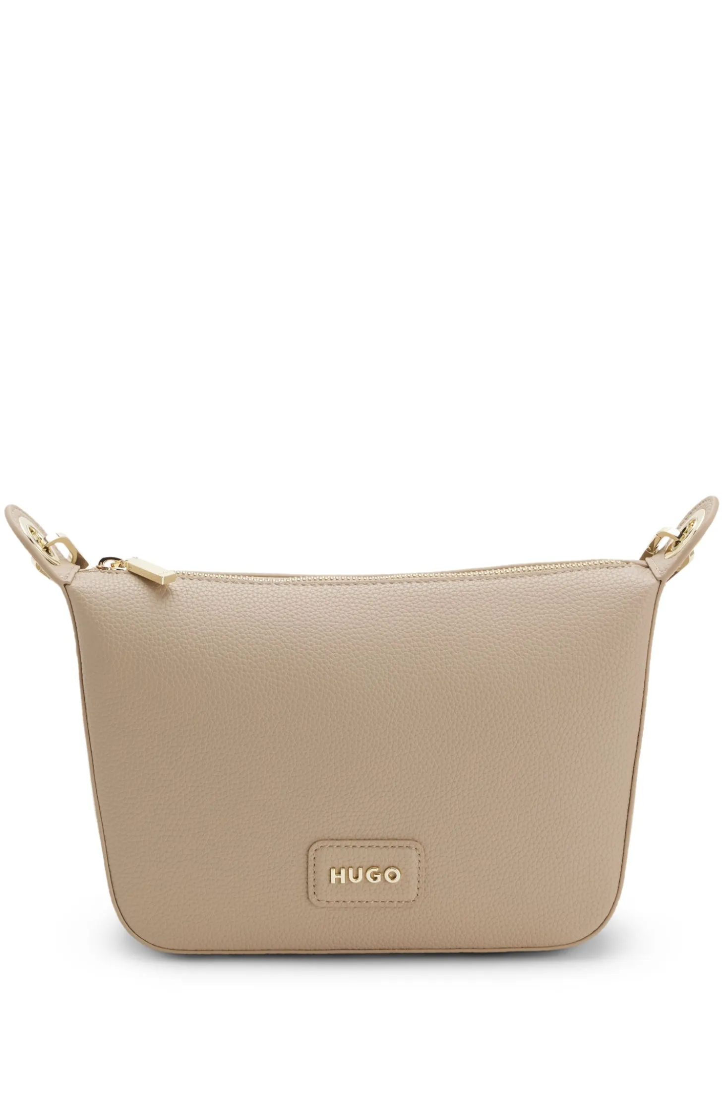 Grained faux-leather shoulder bag with gold-tone hardware