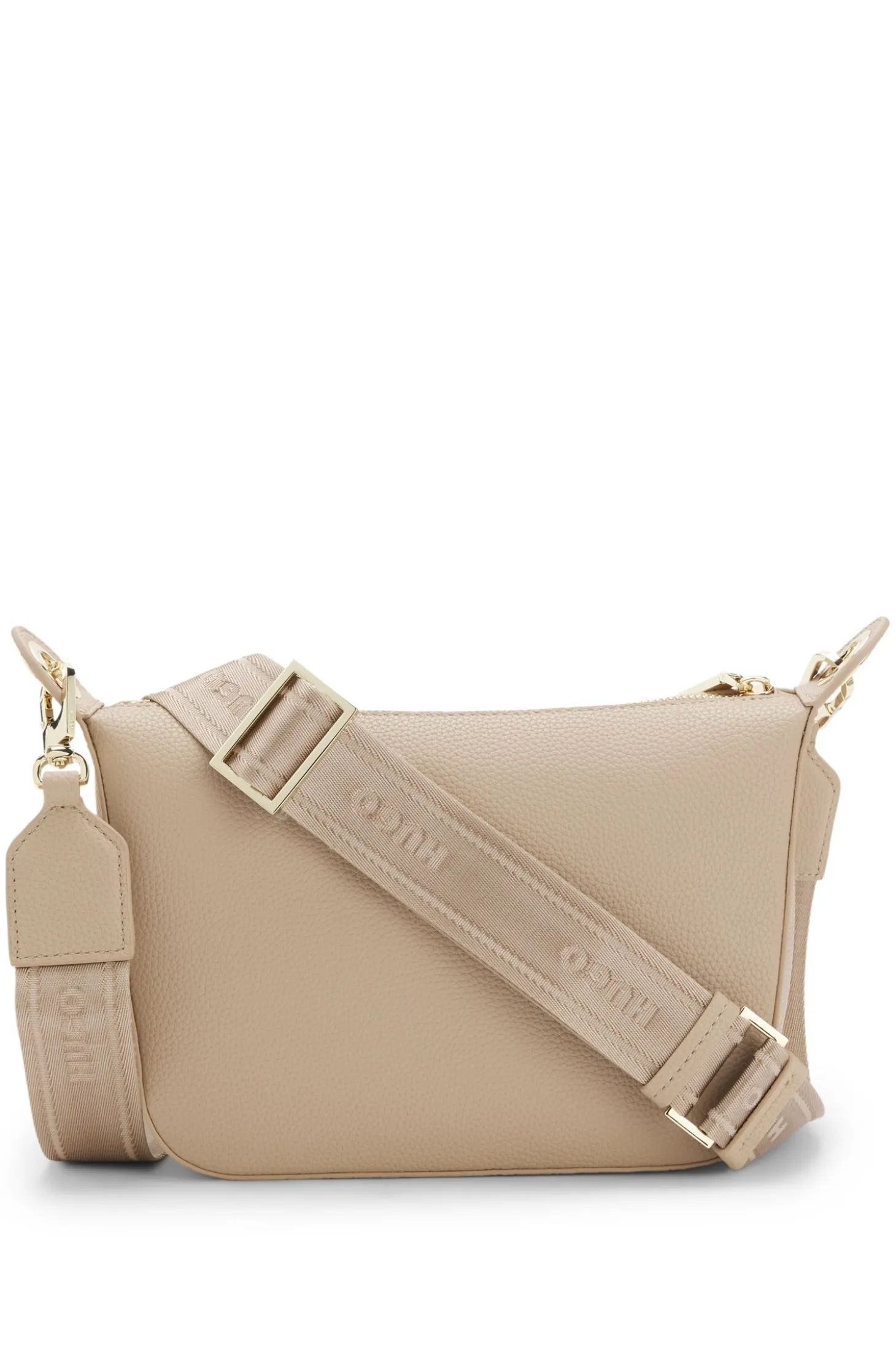 Grained faux-leather shoulder bag with gold-tone hardware