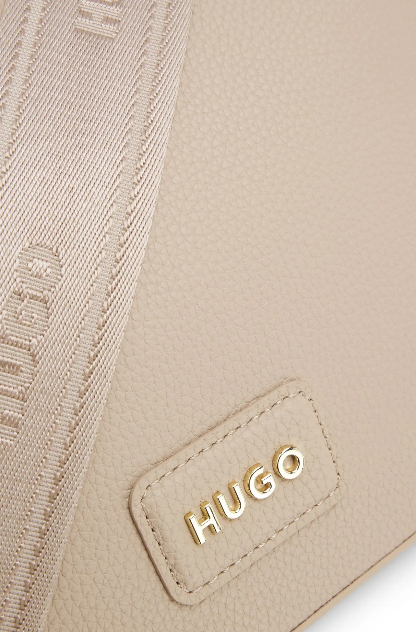 Grained faux-leather shoulder bag with gold-tone hardware
