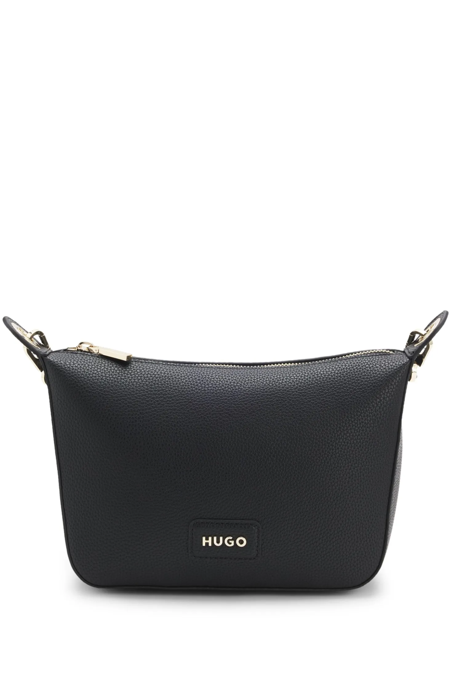 Grained faux-leather shoulder bag with gold-tone hardware