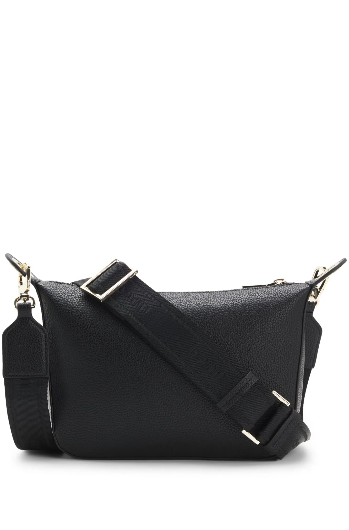 Grained faux-leather shoulder bag with gold-tone hardware