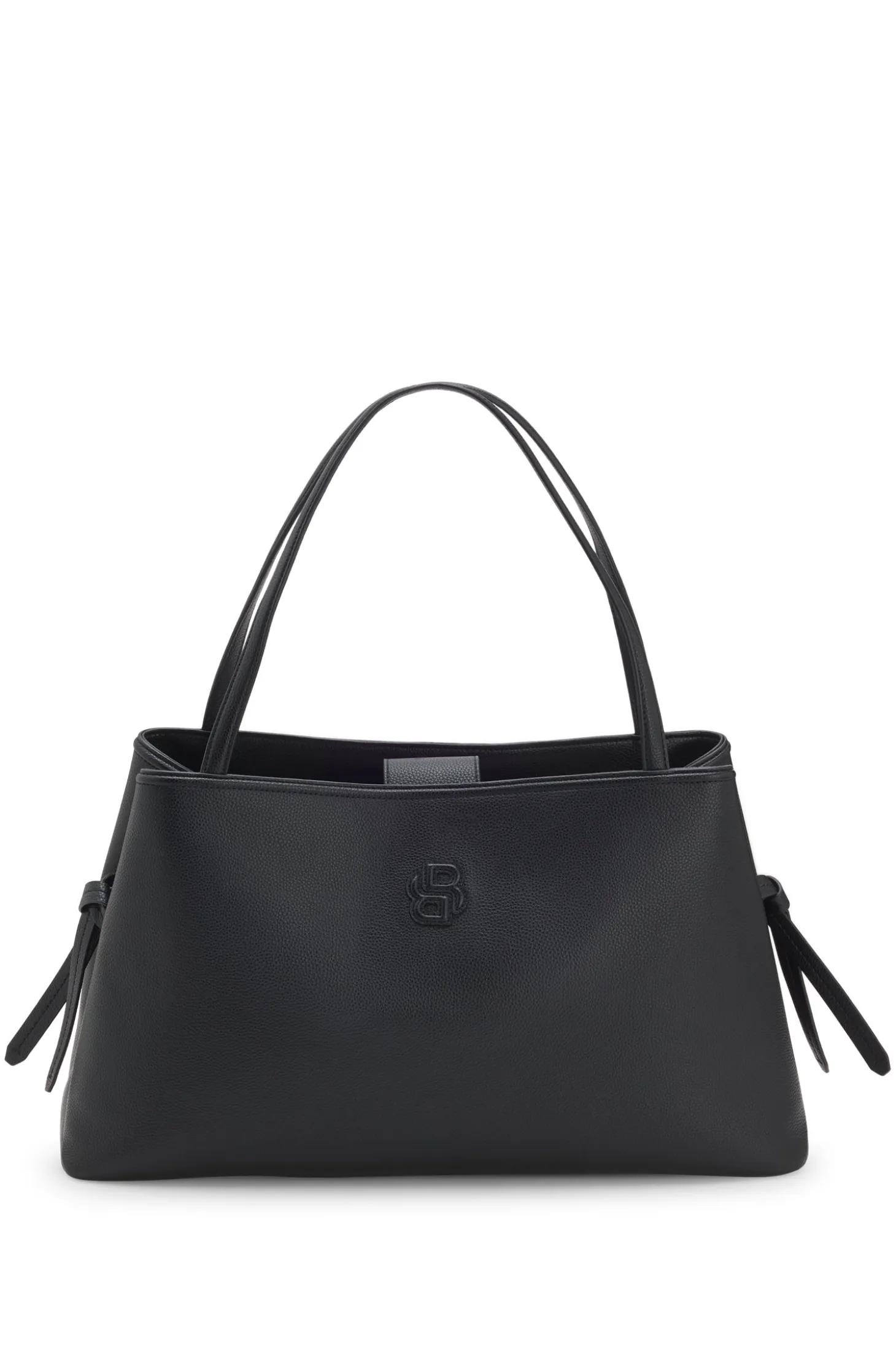 Grained faux-leather tote bag with Double B monogram