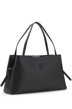 Grained faux-leather tote bag with Double B monogram