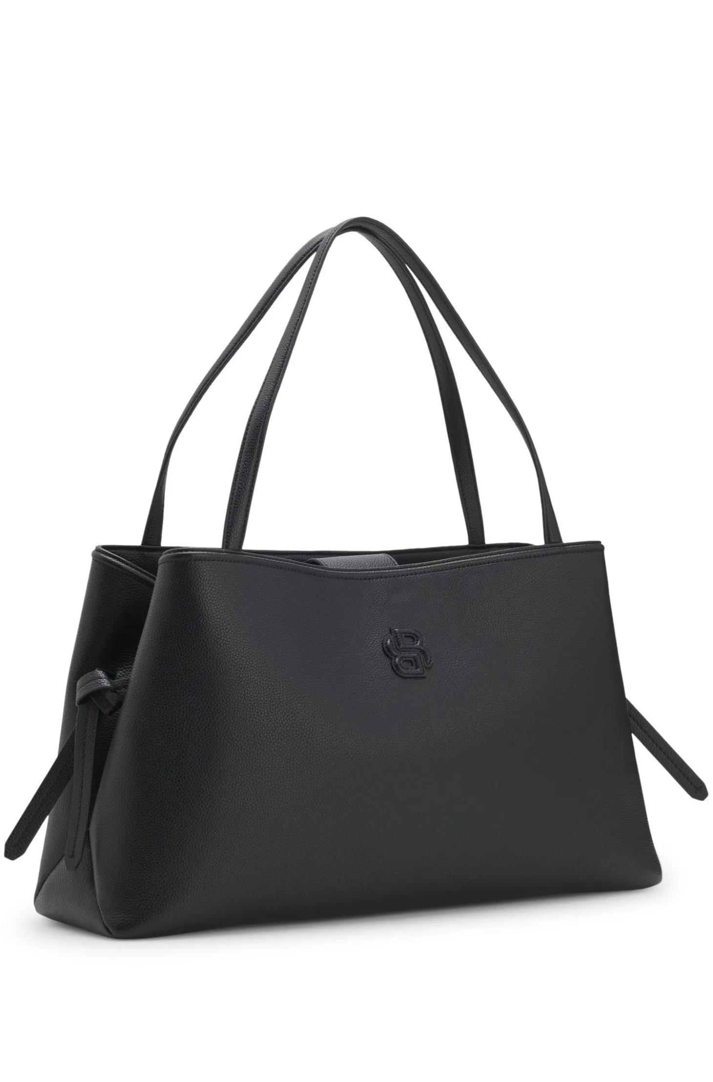 Grained faux-leather tote bag with Double B monogram