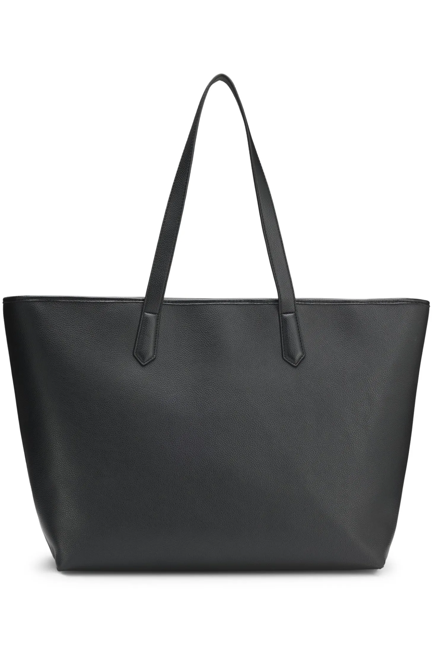 Grained faux-leather tote bag with stacked-logo trim