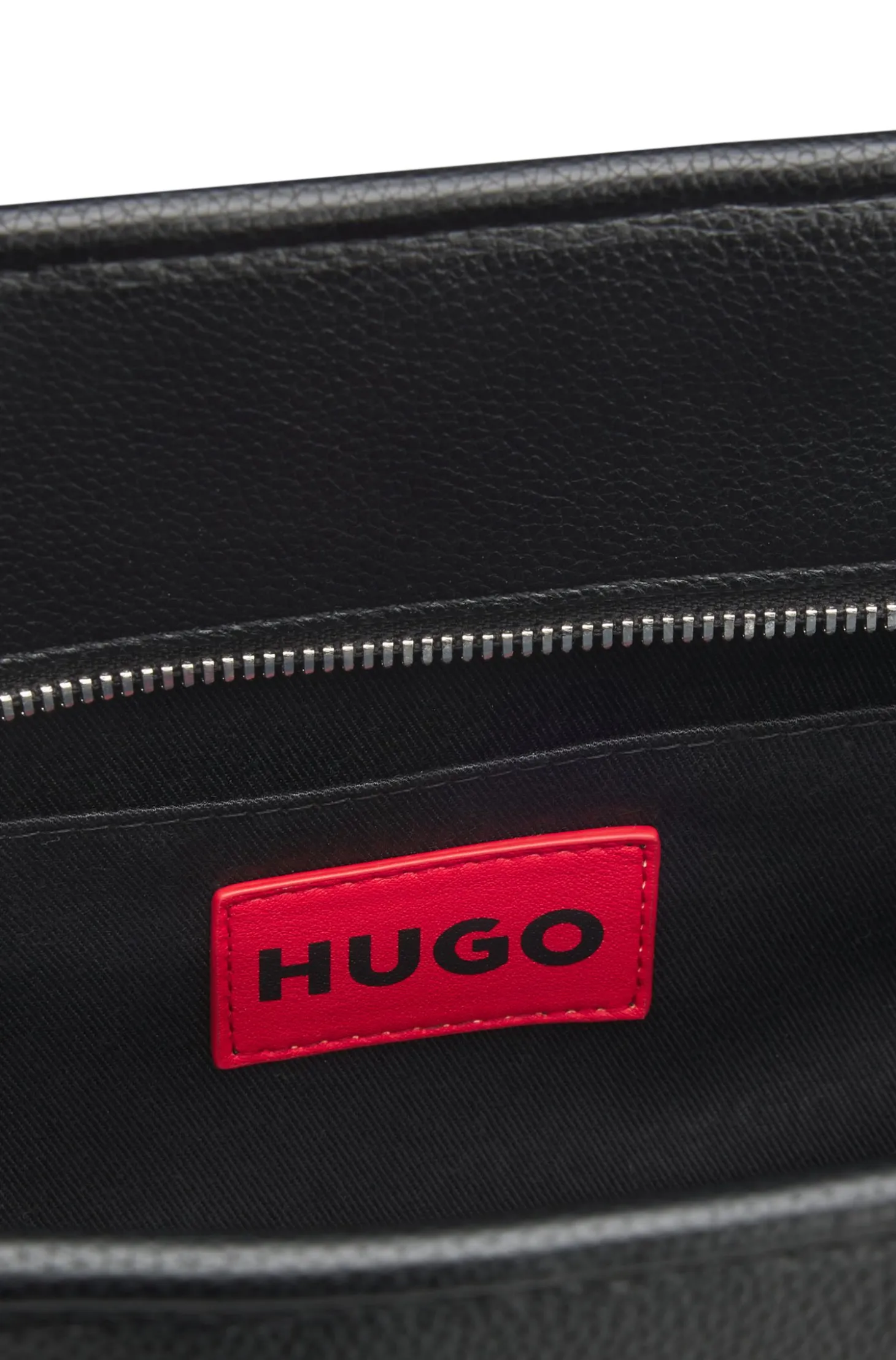 Grained faux-leather tote bag with stacked-logo trim