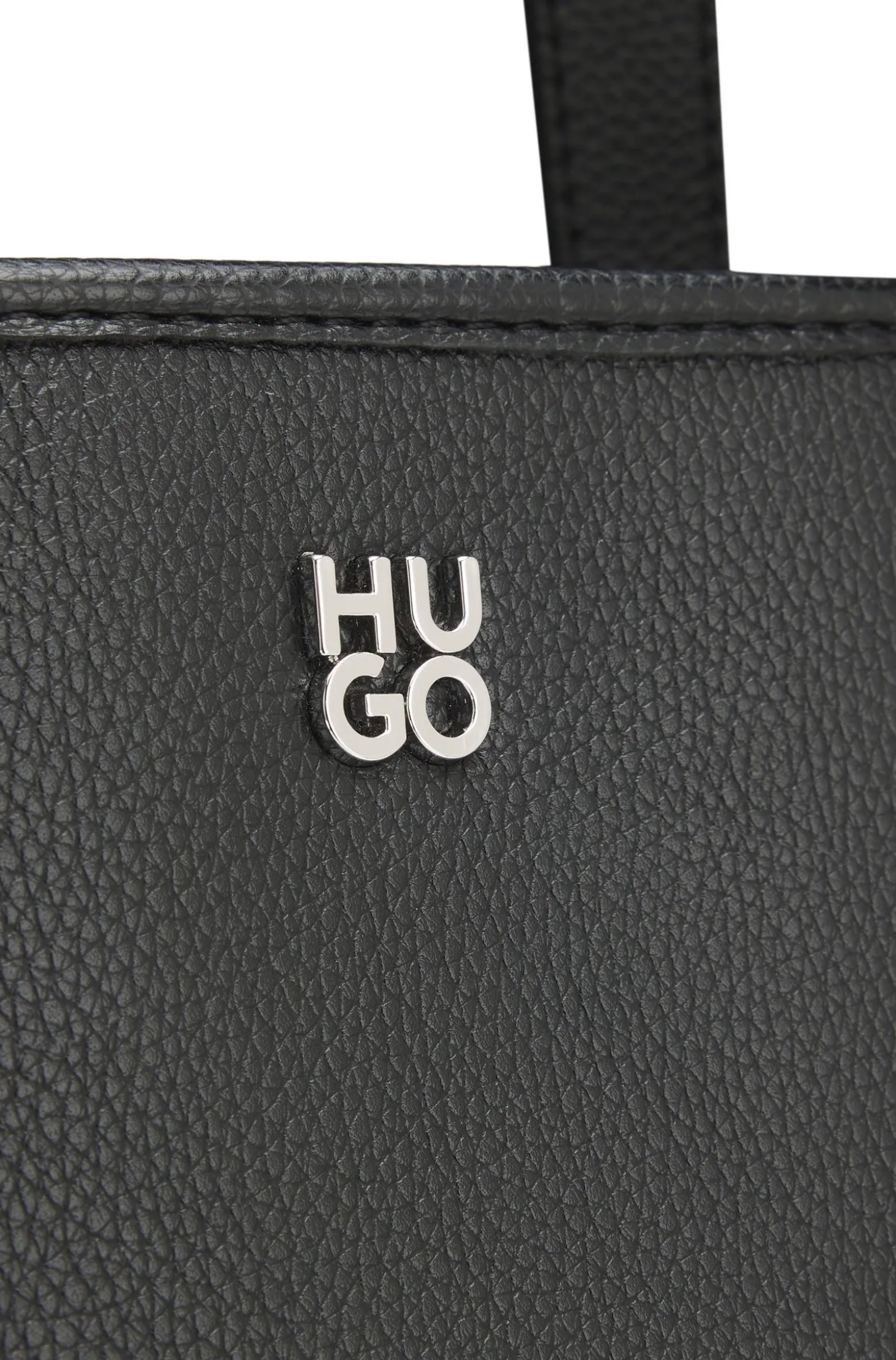 Grained faux-leather tote bag with stacked-logo trim