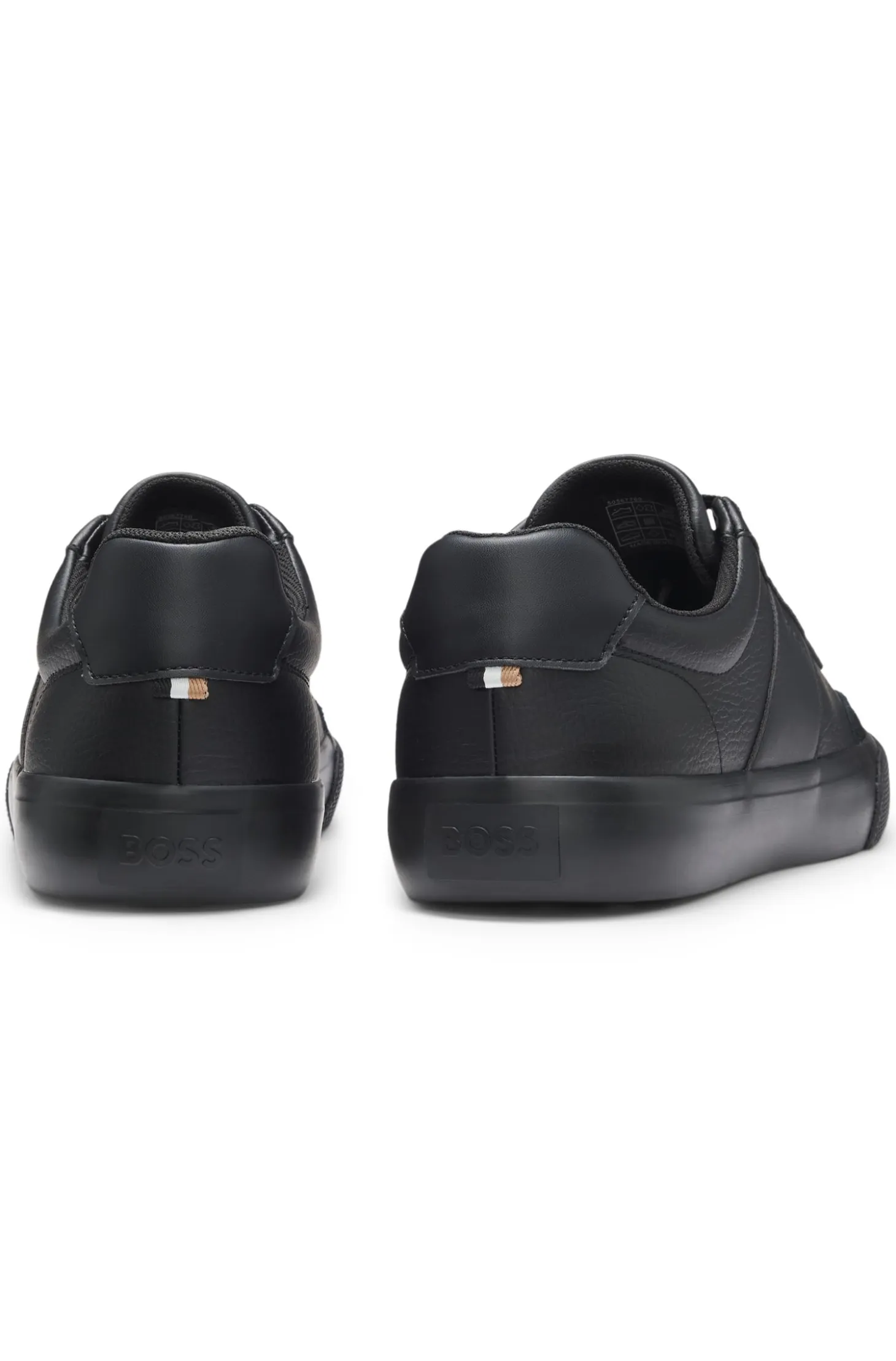 Grained faux-leather trainers with genuine leather trims