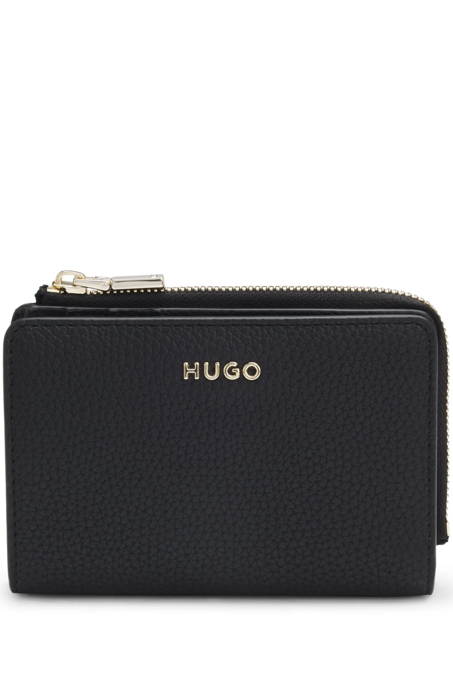 Grained faux-leather wallet with logo lettering