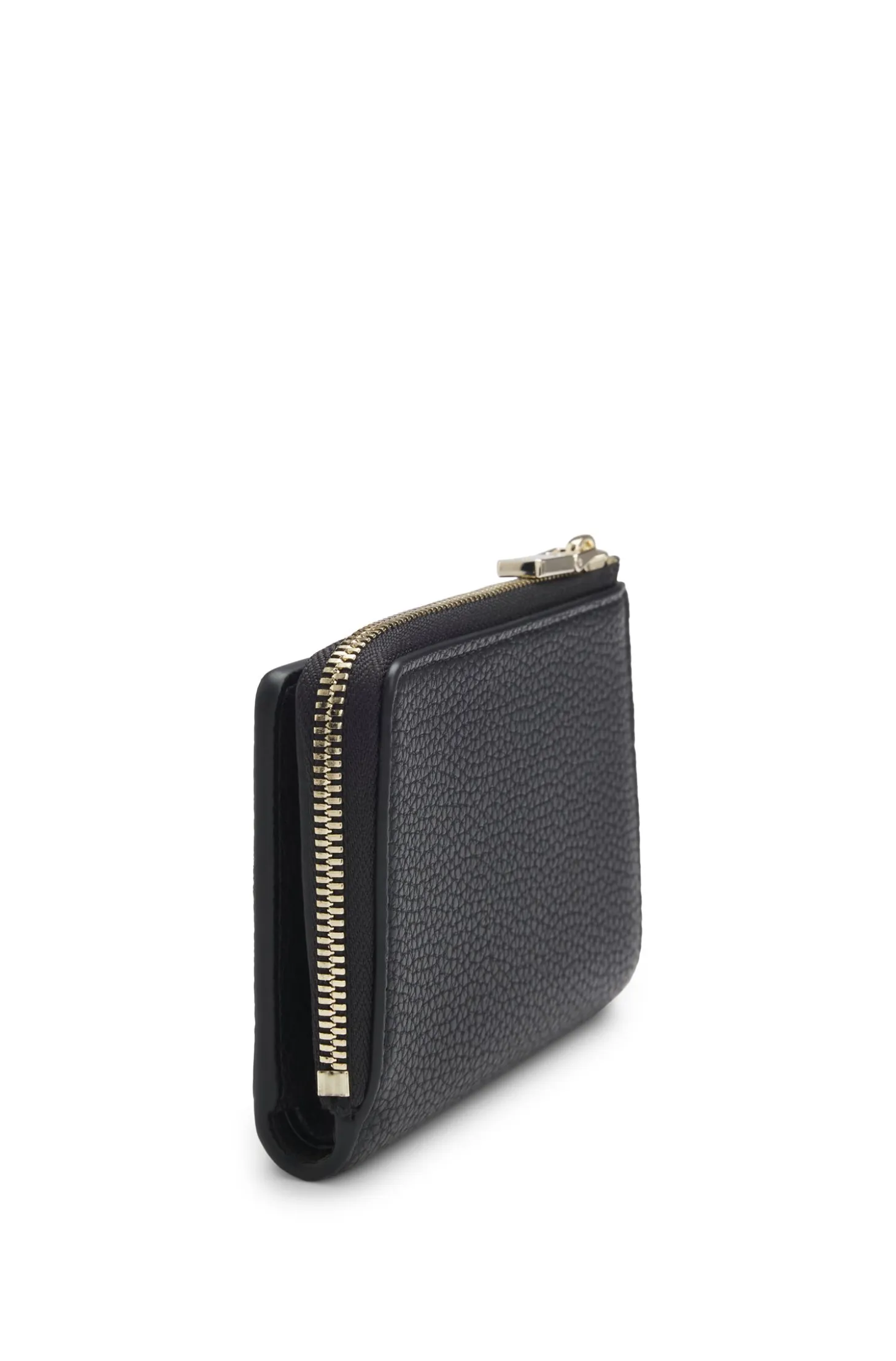 Grained faux-leather wallet with logo lettering