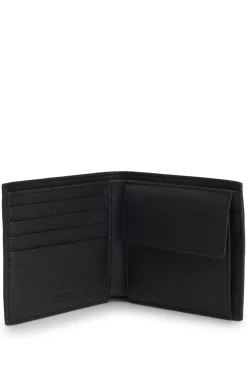 Grained faux-leather wallet with signature-stripe trim