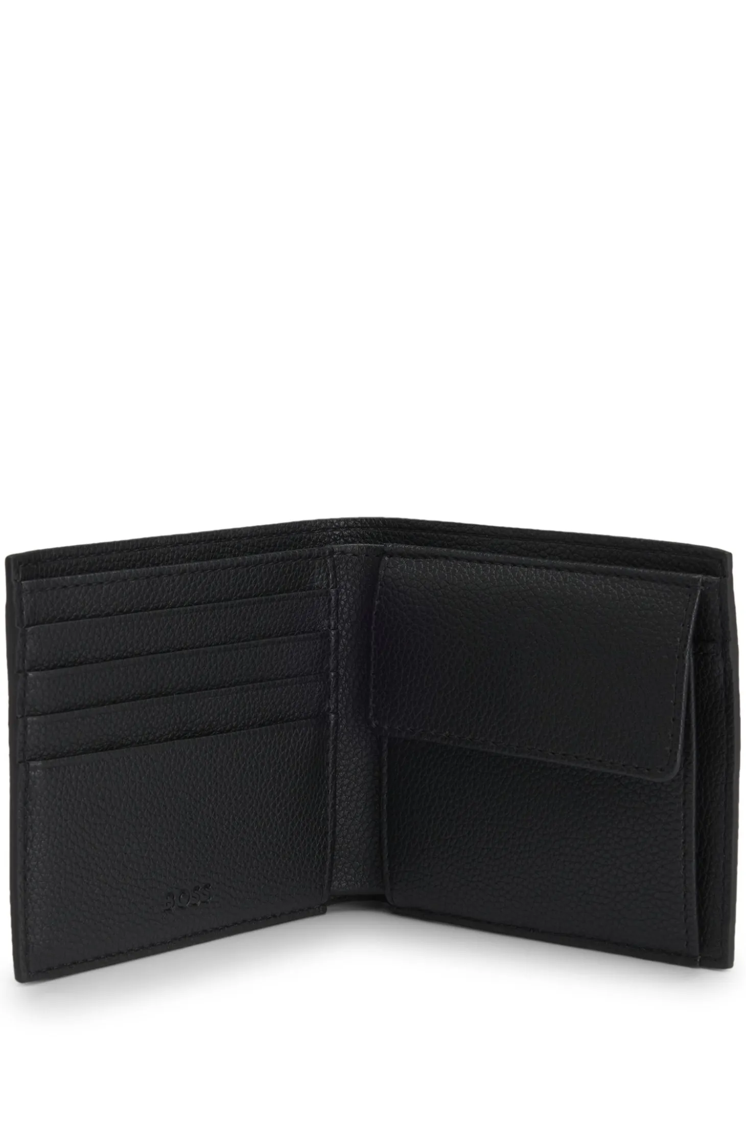 Grained faux-leather wallet with signature-stripe trim