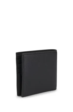 Grained faux-leather wallet with signature-stripe trim