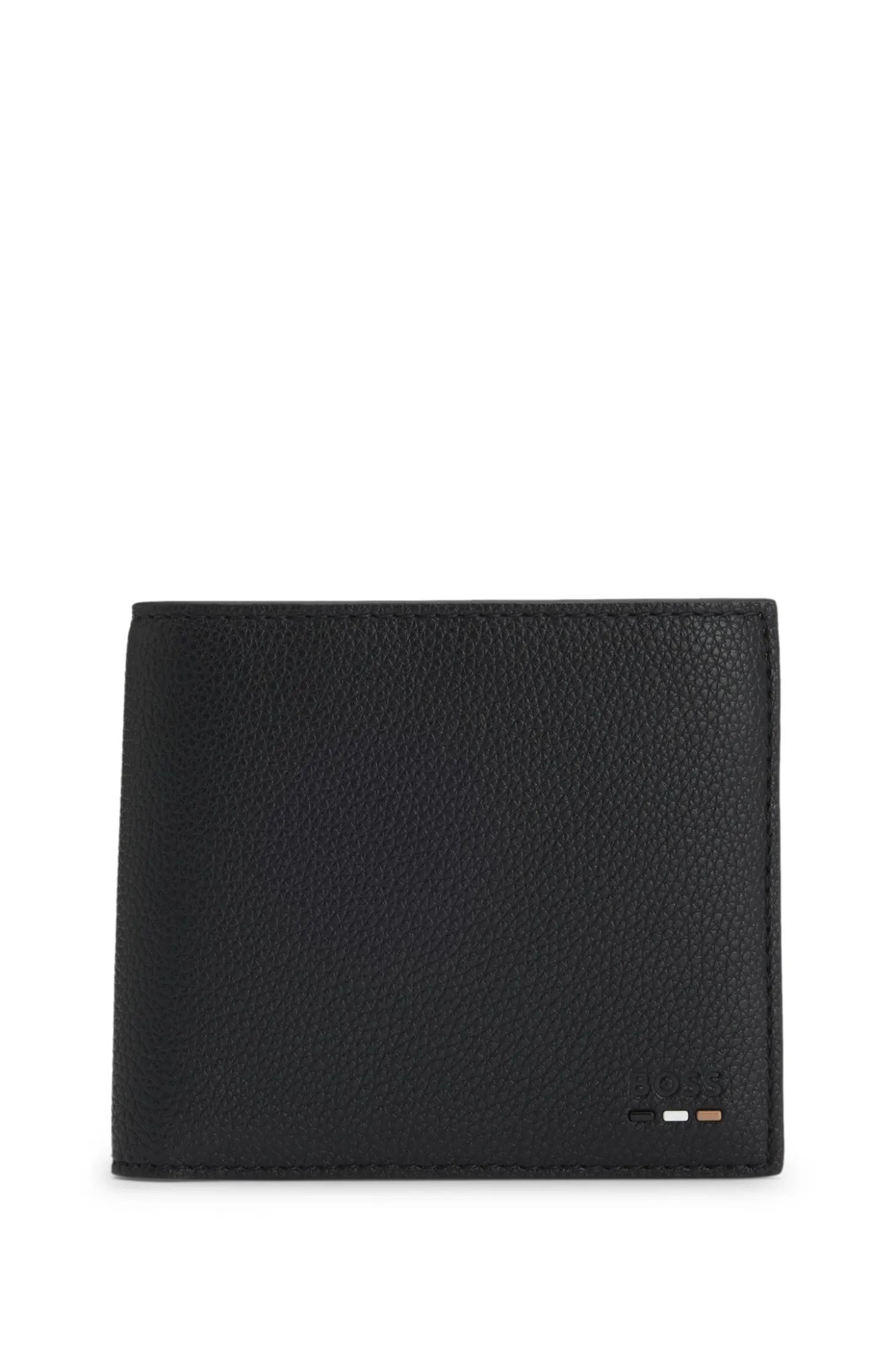 Grained faux-leather wallet with signature-stripe trim