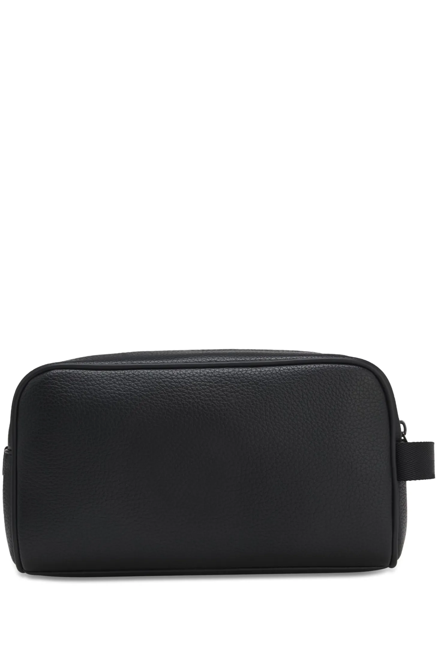 Grained faux-leather washbag with logo lettering
