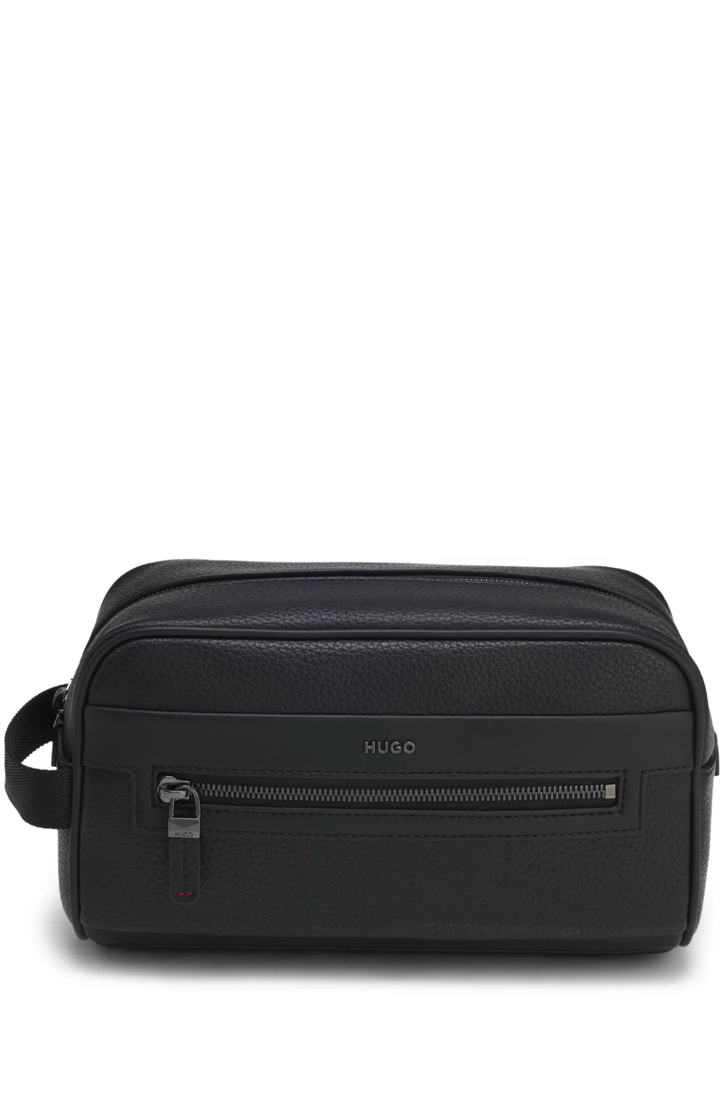 Grained faux-leather washbag with logo lettering
